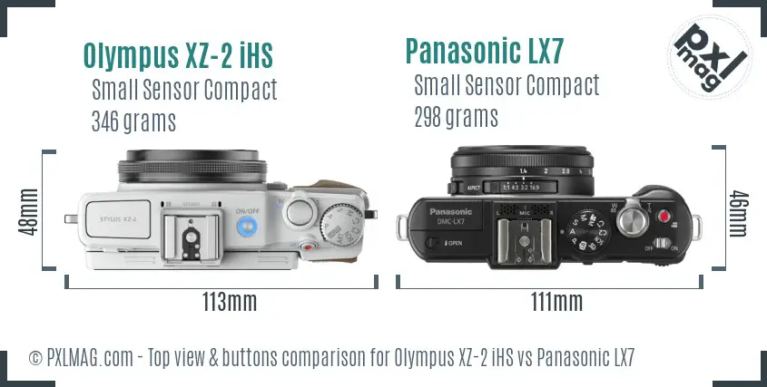Olympus XZ-2 iHS vs Panasonic LX7 top view buttons comparison