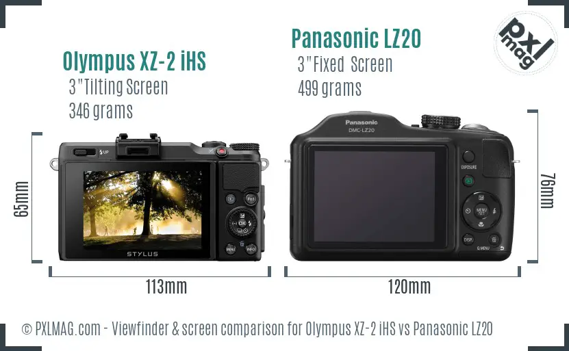Olympus XZ-2 iHS vs Panasonic LZ20 Screen and Viewfinder comparison Olympus XZ-2 iHS vs Panasonic LZ20 Screen and Viewfinder comparison