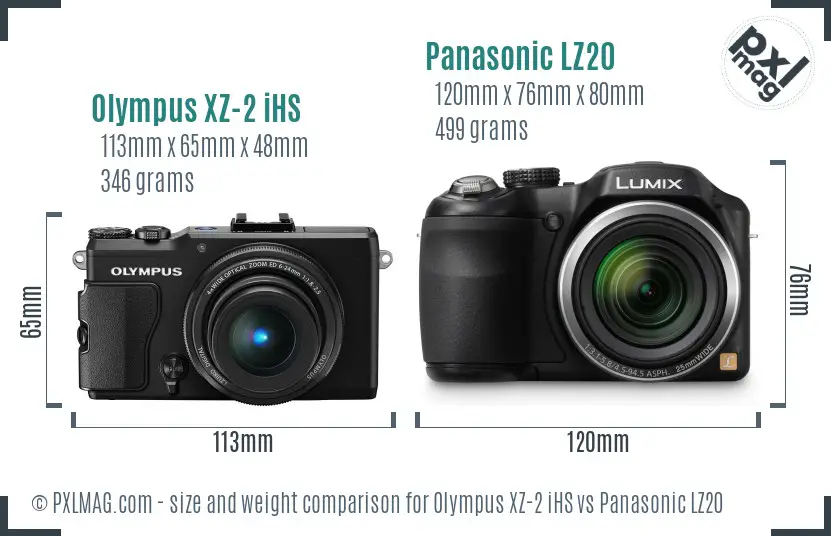 Olympus XZ-2 iHS vs Panasonic LZ20 size comparison Olympus XZ-2 iHS vs Panasonic LZ20 size comparison