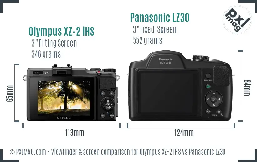 Olympus XZ-2 iHS vs Panasonic LZ30 Screen and Viewfinder comparison