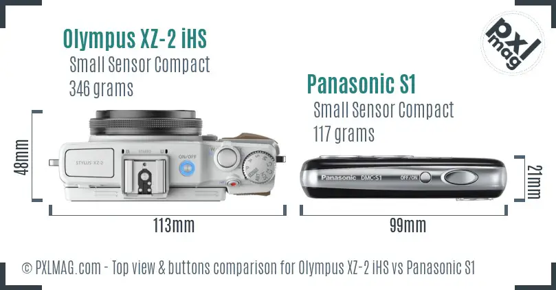 Olympus XZ-2 iHS vs Panasonic S1 top view buttons comparison
