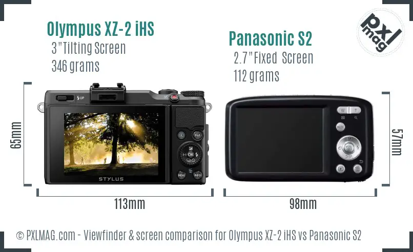Olympus XZ-2 iHS vs Panasonic S2 Screen and Viewfinder comparison