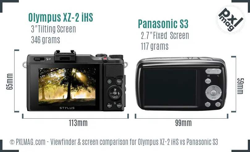 Olympus XZ-2 iHS vs Panasonic S3 Screen and Viewfinder comparison