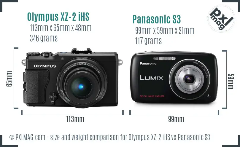 Olympus XZ-2 iHS vs Panasonic S3 size comparison