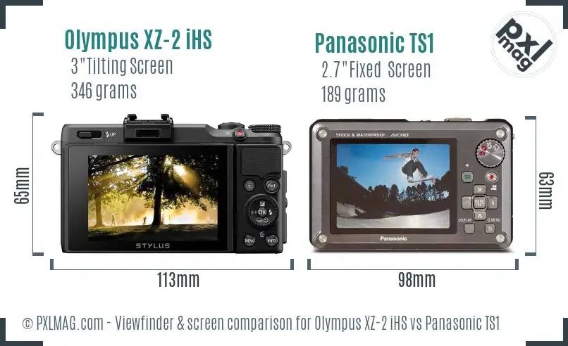 Olympus XZ-2 iHS vs Panasonic TS1 Screen and Viewfinder comparison