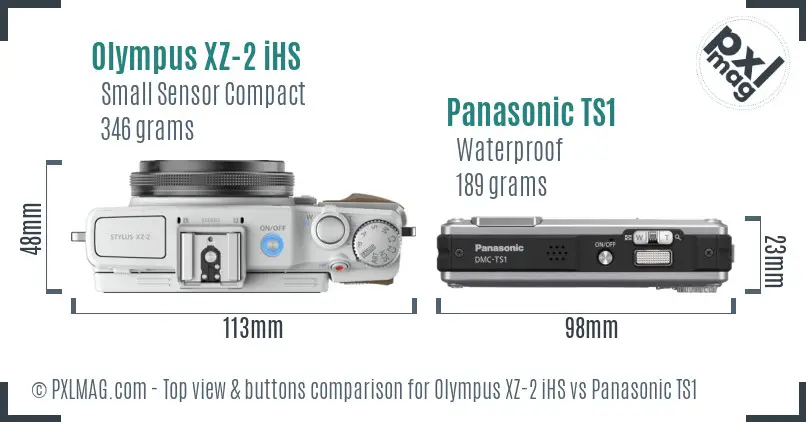 Olympus XZ-2 iHS vs Panasonic TS1 top view buttons comparison