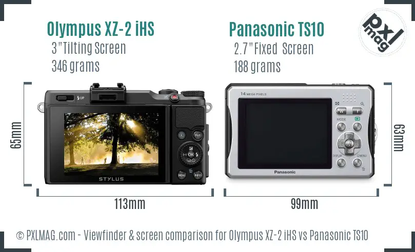 Olympus XZ-2 iHS vs Panasonic TS10 Screen and Viewfinder comparison