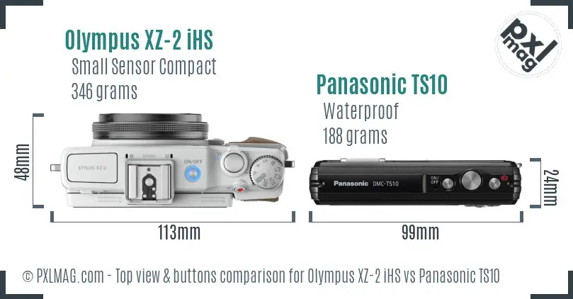 Olympus XZ-2 iHS vs Panasonic TS10 top view buttons comparison