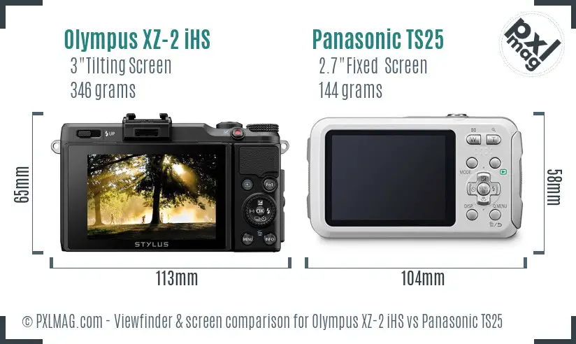 Olympus XZ-2 iHS vs Panasonic TS25 Screen and Viewfinder comparison