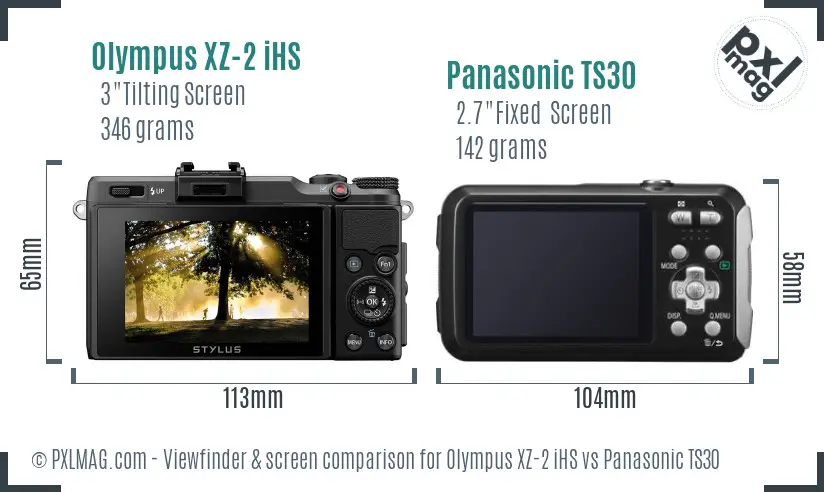 Olympus XZ-2 iHS vs Panasonic TS30 Screen and Viewfinder comparison