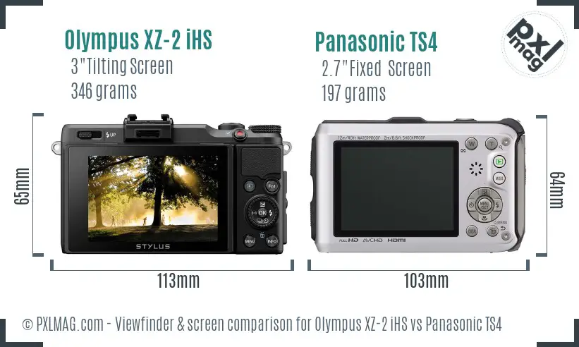 Olympus XZ-2 iHS vs Panasonic TS4 Screen and Viewfinder comparison