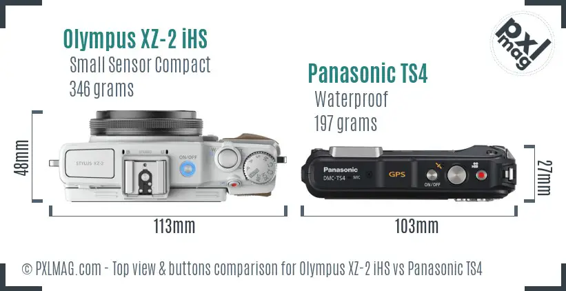 Olympus XZ-2 iHS vs Panasonic TS4 top view buttons comparison