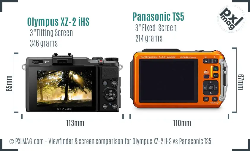 Olympus XZ-2 iHS vs Panasonic TS5 Screen and Viewfinder comparison