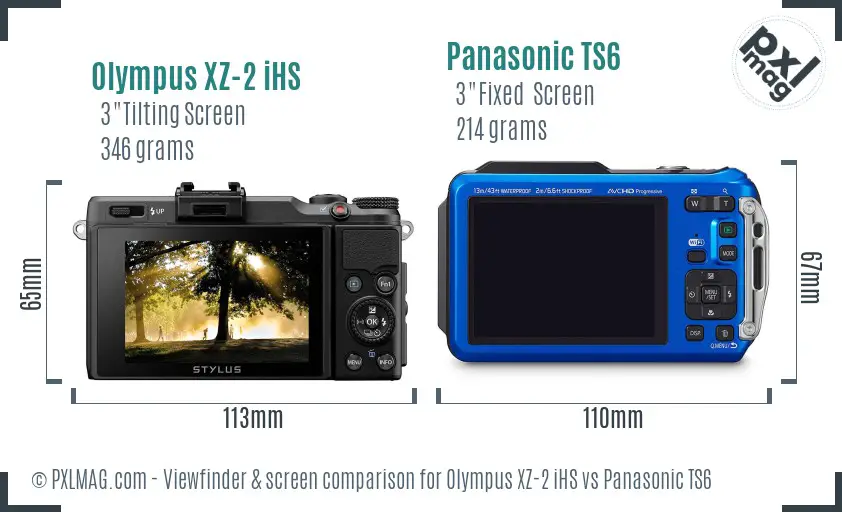 Olympus XZ-2 iHS vs Panasonic TS6 Screen and Viewfinder comparison