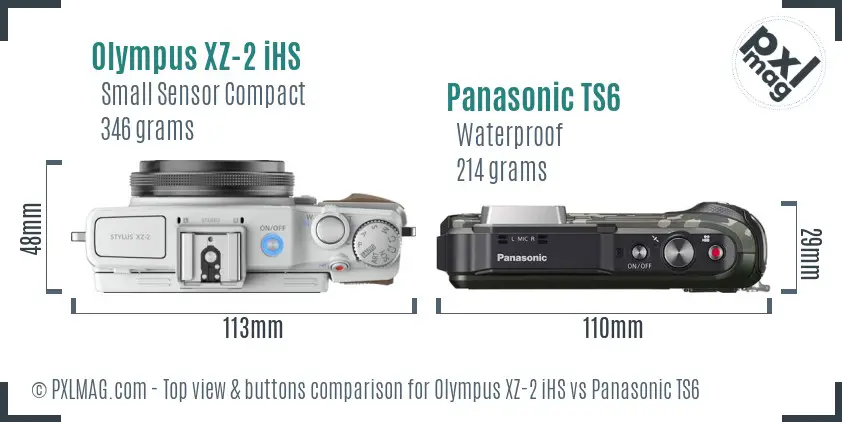 Olympus XZ-2 iHS vs Panasonic TS6 top view buttons comparison