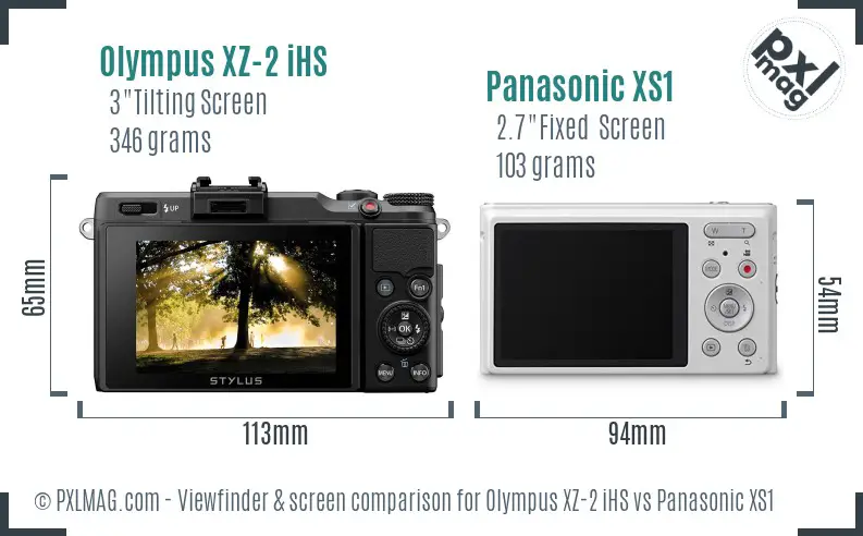 Olympus XZ-2 iHS vs Panasonic XS1 Screen and Viewfinder comparison