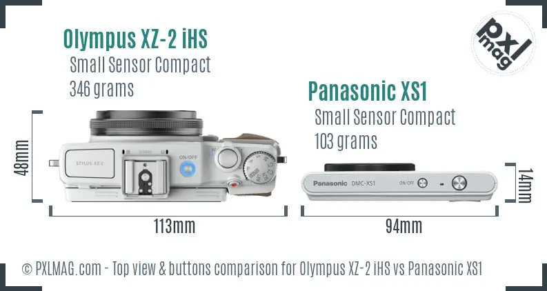 Olympus XZ-2 iHS vs Panasonic XS1 top view buttons comparison