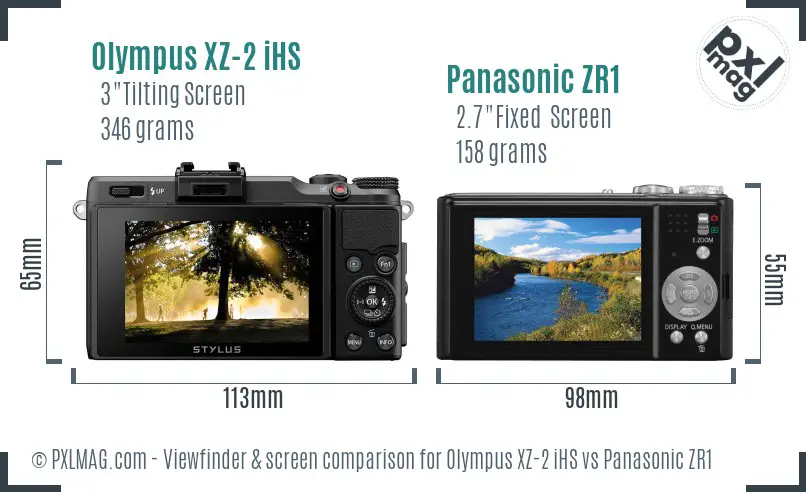 Olympus XZ-2 iHS vs Panasonic ZR1 Screen and Viewfinder comparison