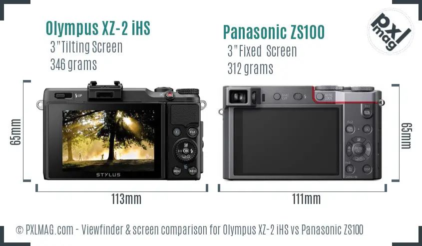 Olympus XZ-2 iHS vs Panasonic ZS100 Screen and Viewfinder comparison