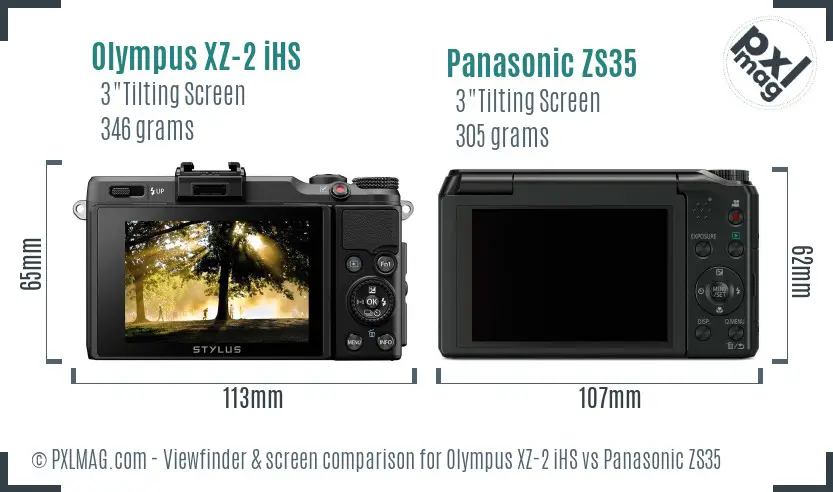 Olympus XZ-2 iHS vs Panasonic ZS35 Screen and Viewfinder comparison