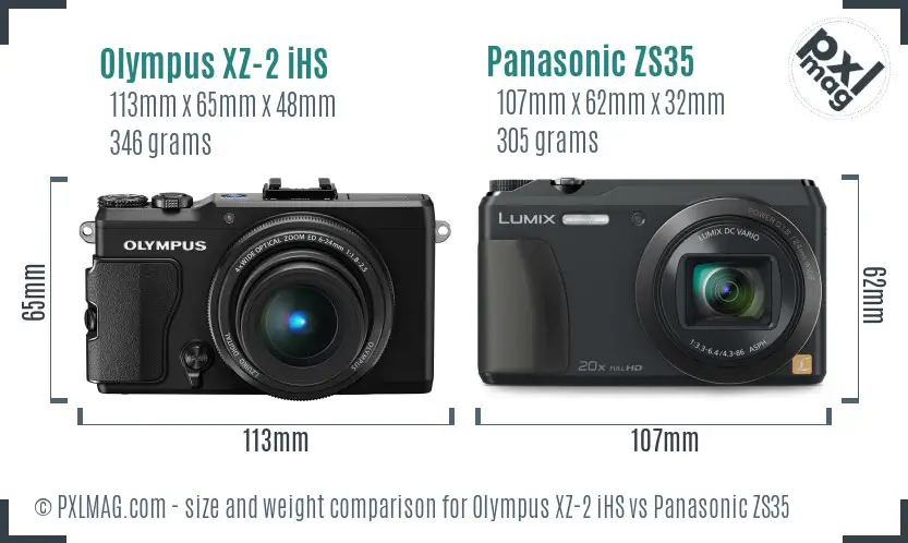 Olympus XZ-2 iHS vs Panasonic ZS35 size comparison
