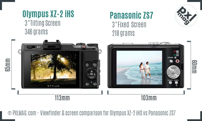Olympus XZ-2 iHS vs Panasonic ZS7 Screen and Viewfinder comparison