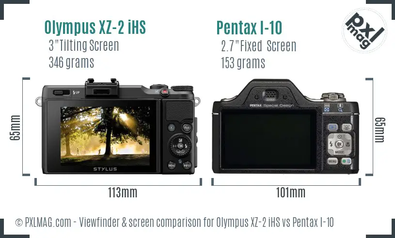 Olympus XZ-2 iHS vs Pentax I-10 Screen and Viewfinder comparison