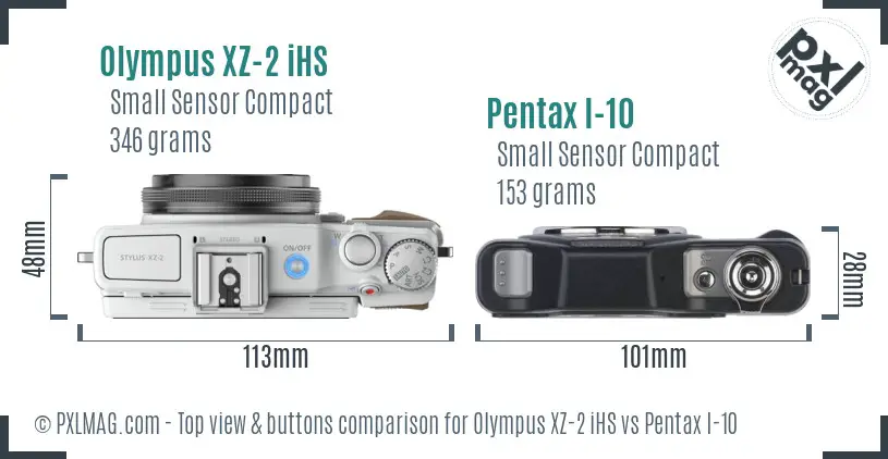 Olympus XZ-2 iHS vs Pentax I-10 top view buttons comparison