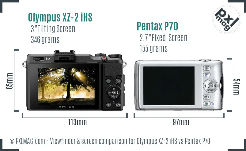 Olympus XZ-2 iHS vs Pentax P70 Screen and Viewfinder comparison