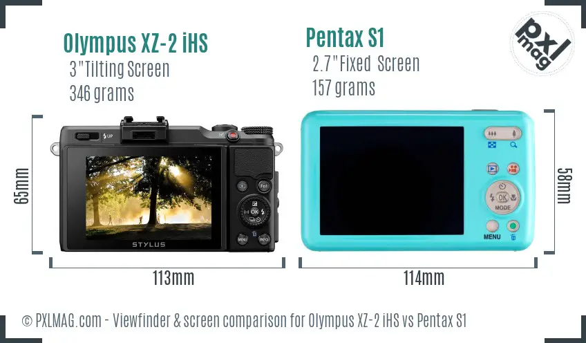 Olympus XZ-2 iHS vs Pentax S1 Screen and Viewfinder comparison
