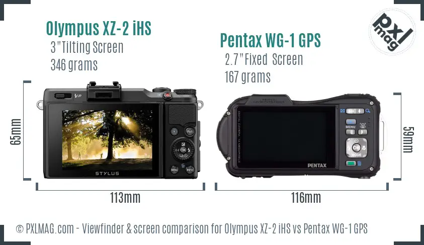 Olympus XZ-2 iHS vs Pentax WG-1 GPS Screen and Viewfinder comparison