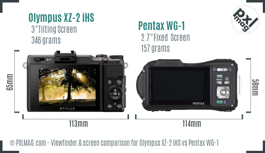 Olympus XZ-2 iHS vs Pentax WG-1 Screen and Viewfinder comparison