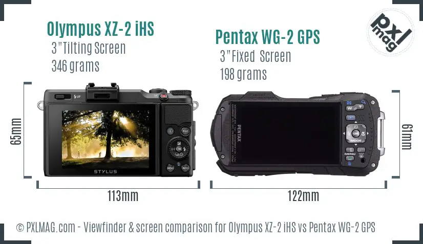 Olympus XZ-2 iHS vs Pentax WG-2 GPS Screen and Viewfinder comparison