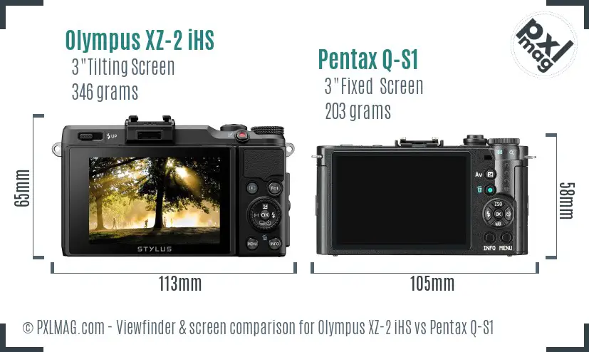 Olympus XZ-2 iHS vs Pentax Q-S1 Screen and Viewfinder comparison