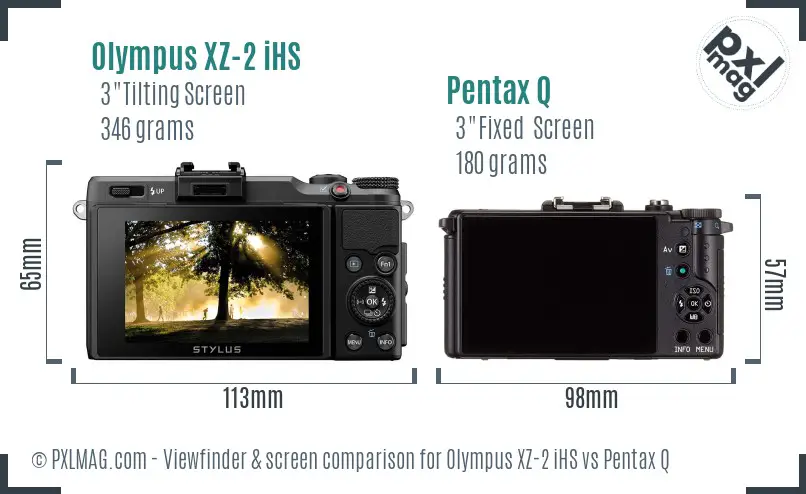 Olympus XZ-2 iHS vs Pentax Q Screen and Viewfinder comparison