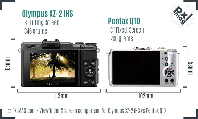 Olympus XZ-2 iHS vs Pentax Q10 Screen and Viewfinder comparison