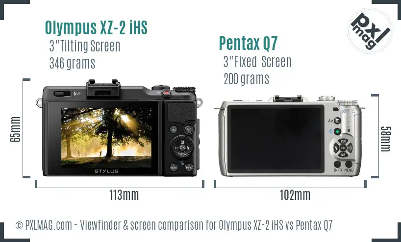 Olympus XZ-2 iHS vs Pentax Q7 Screen and Viewfinder comparison