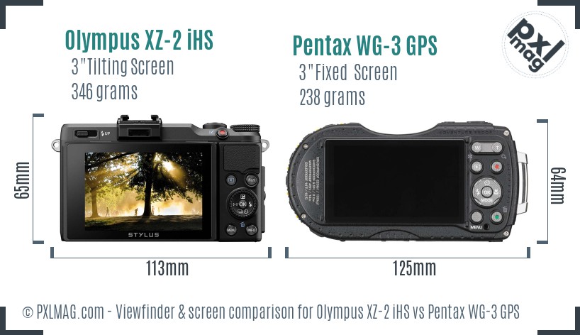 Olympus XZ-2 iHS vs Pentax WG-3 GPS Screen and Viewfinder comparison