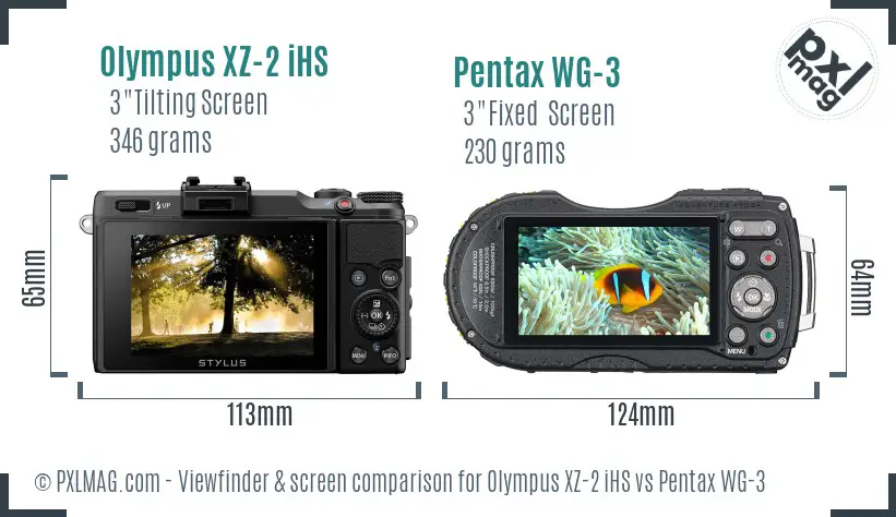 Olympus XZ-2 iHS vs Pentax WG-3 Screen and Viewfinder comparison