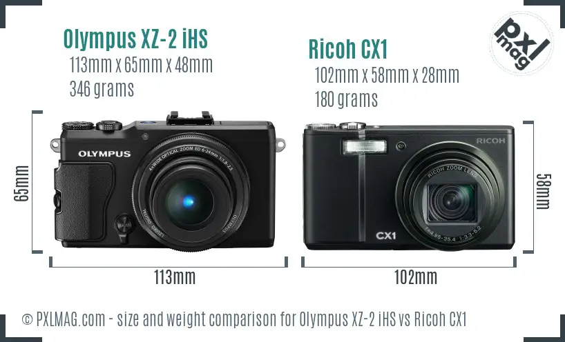 Olympus XZ-2 iHS vs Ricoh CX1 size comparison