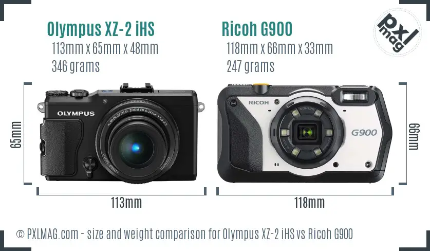 Olympus XZ-2 iHS vs Ricoh G900 size comparison Olympus XZ-2 iHS vs Ricoh G900 size comparison