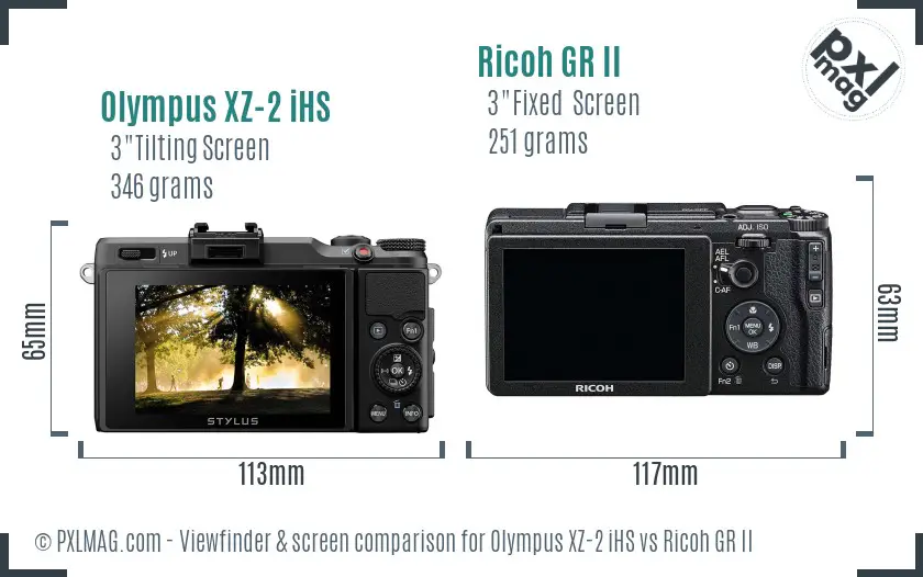 Olympus XZ-2 iHS vs Ricoh GR II Screen and Viewfinder comparison