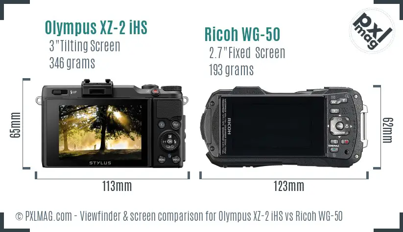 Olympus XZ-2 iHS vs Ricoh WG-50 Screen and Viewfinder comparison