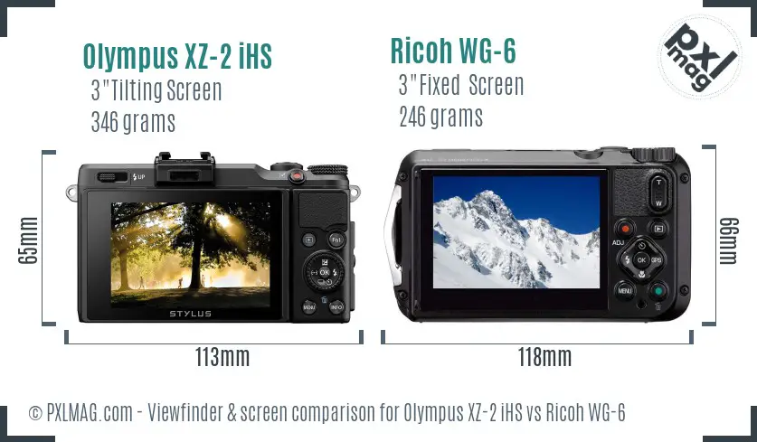 Olympus XZ-2 iHS vs Ricoh WG-6 Screen and Viewfinder comparison Olympus XZ-2 iHS vs Ricoh WG-6 Screen and Viewfinder comparison