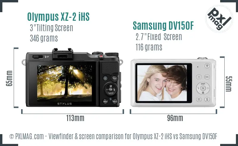Olympus XZ-2 iHS vs Samsung DV150F Screen and Viewfinder comparison
