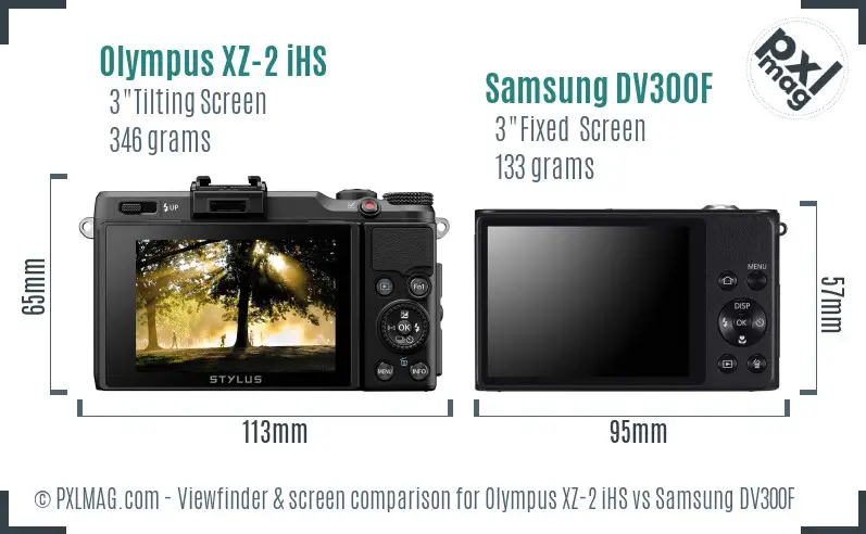 Olympus XZ-2 iHS vs Samsung DV300F Screen and Viewfinder comparison