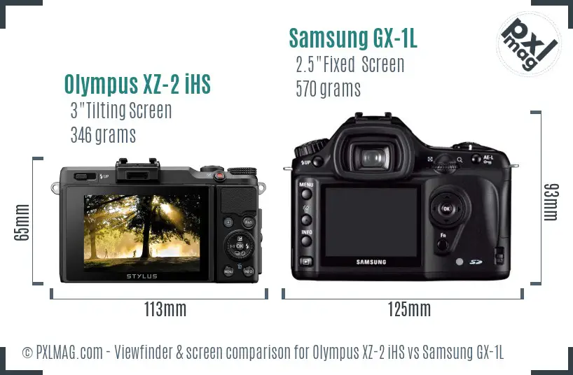 Olympus XZ-2 iHS vs Samsung GX-1L Screen and Viewfinder comparison