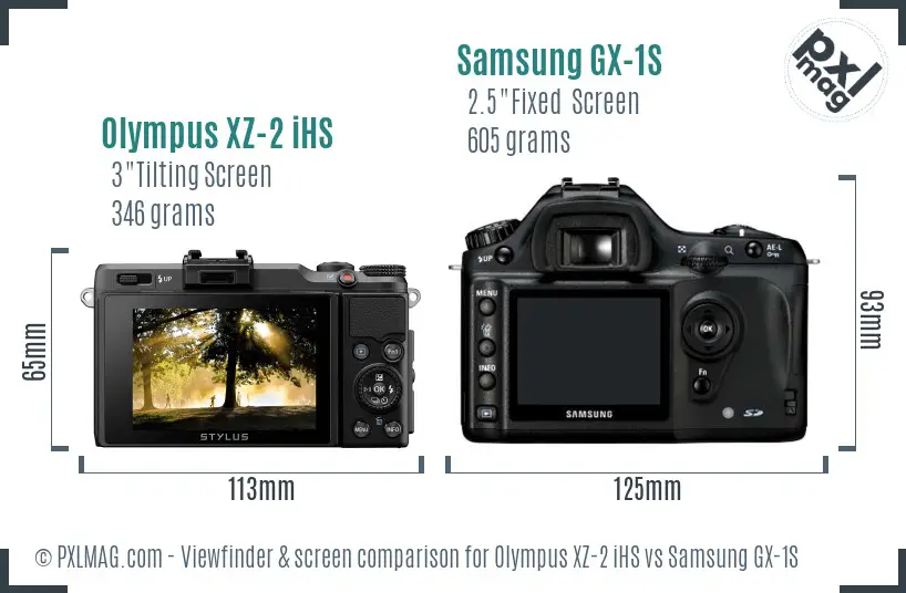 Olympus XZ-2 iHS vs Samsung GX-1S Screen and Viewfinder comparison