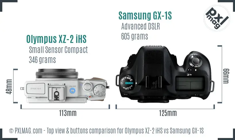 Olympus XZ-2 iHS vs Samsung GX-1S top view buttons comparison