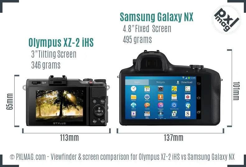 Olympus XZ-2 iHS vs Samsung Galaxy NX Screen and Viewfinder comparison